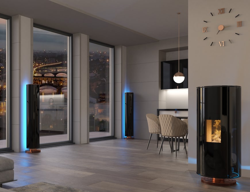 Poêle à granulés Dolby Air 11 de MorettiDesign - Poêle rond toutes options en 7 ou 9 KW